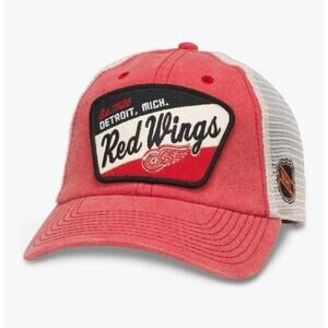 AMERICAN NEEDLE Official NHL Licensed Detroit Red Wings Mesh Hat, Ivory/Dark Red